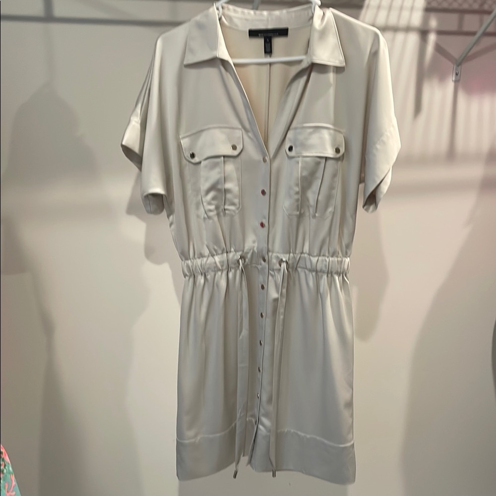 White House Black Market Tan Mini Shirt Dress